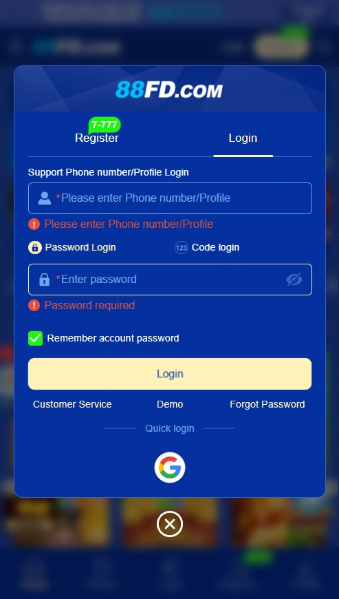 88fd game login Screenshot 2026