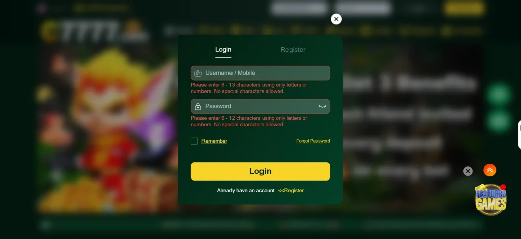 c777 game login Screenshot