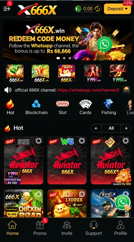 666X Game App Homepage
