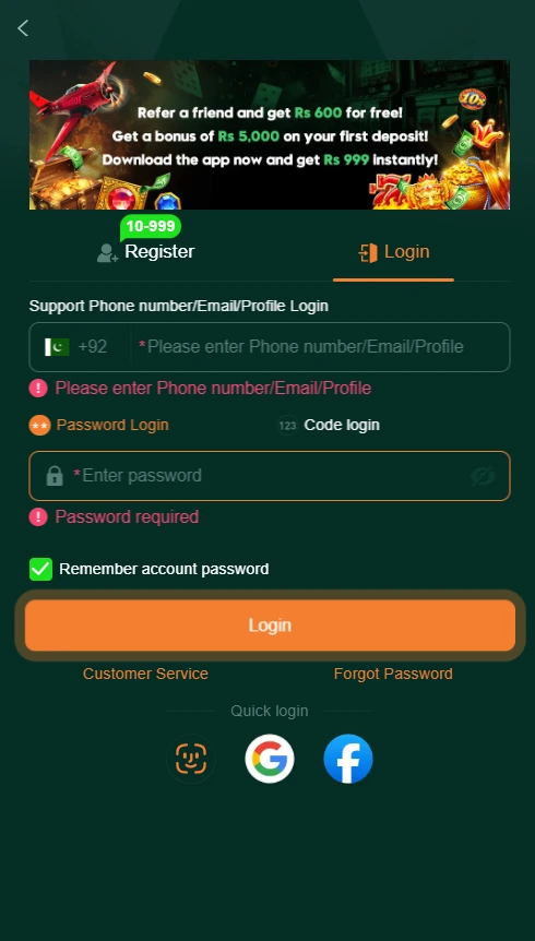 betqq game login screenshot