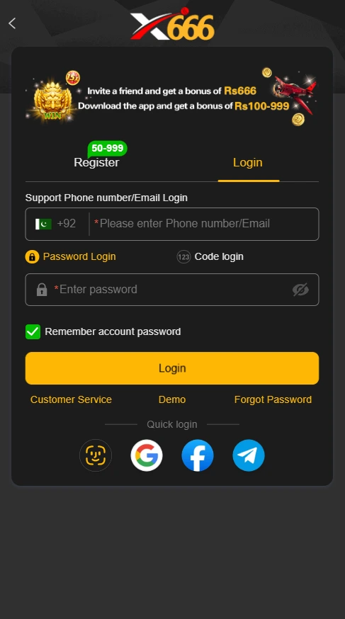 666x login image
